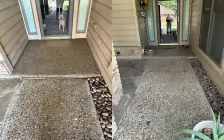 Front entry walkway, before and after cleaning