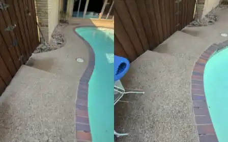 Pool deck, before and after cleaning